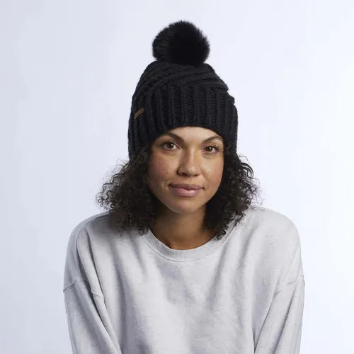 COAL The Maizy Knit Faux Fur Pom Womens Beanie
