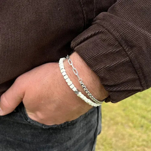 Pura Vida Men's Coated Hematite Stretch Bracelet