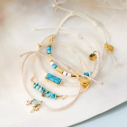Load image into Gallery viewer, Pura Vida Turquoise Bead Charm Dainty Bracelet
