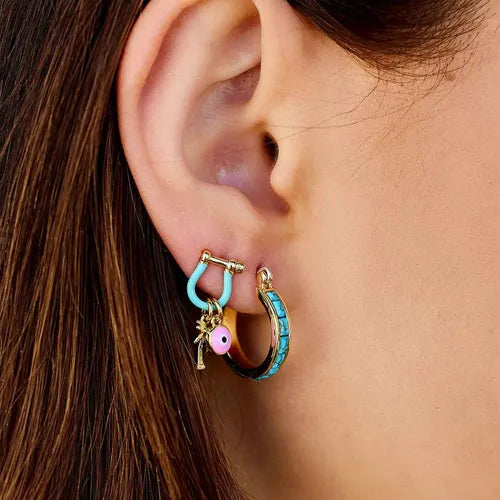 Pura Vida Turquoise Tile Hoop Earrings