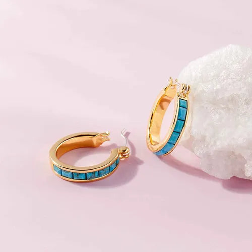 Pura Vida Turquoise Tile Hoop Earrings