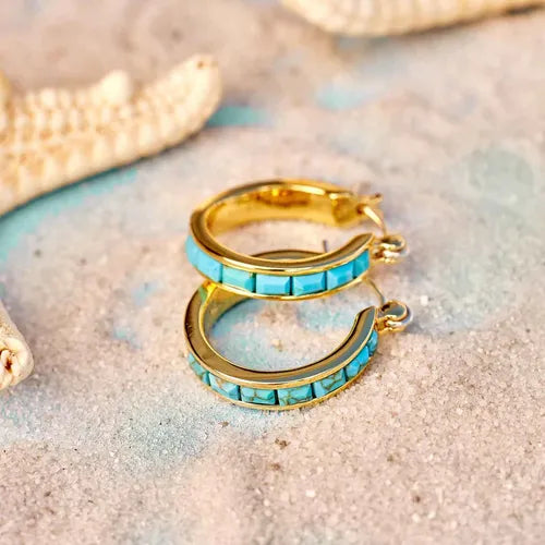 Pura Vida Turquoise Tile Hoop Earrings