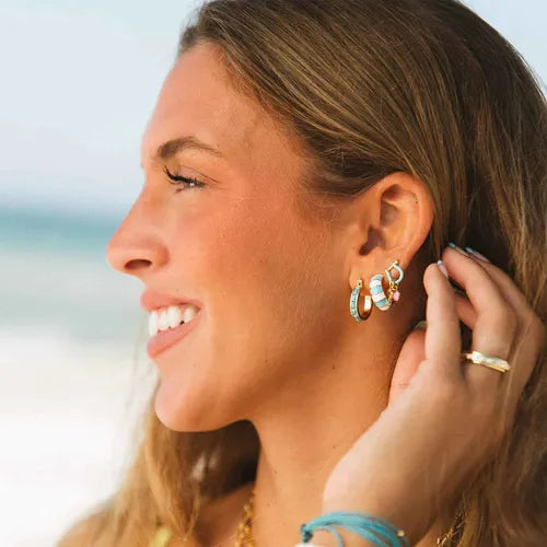 Pura Vida Turquoise Tile Hoop Earrings