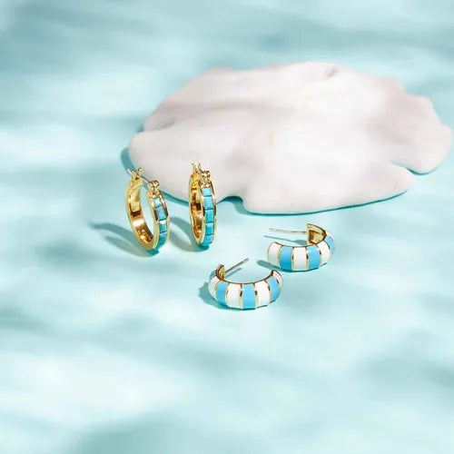 Pura Vida Turquoise Tile Hoop Earrings