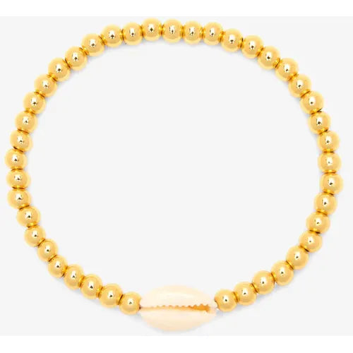 Pura Vida Cowrie Gold Bead Stretch Bracelet