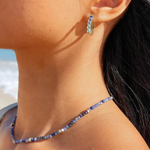 Load image into Gallery viewer, Pura Vida Surfrider Ombre Stone Hoop Earrings
