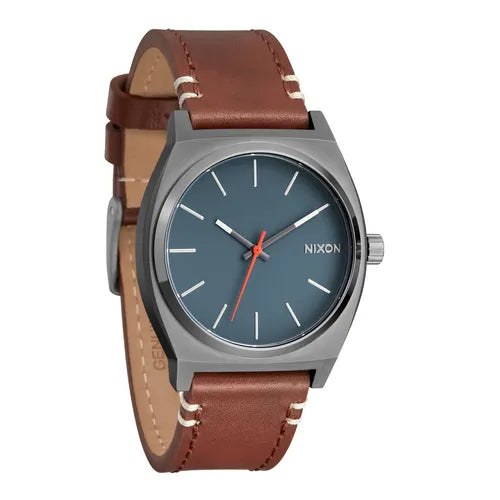 Nixon time hotsell teller leather strap