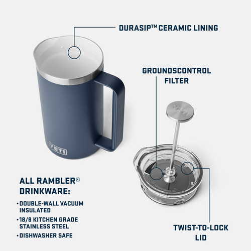 Load image into Gallery viewer, YETI Rambler French Press with Twist-to-Lock French Press Lid
