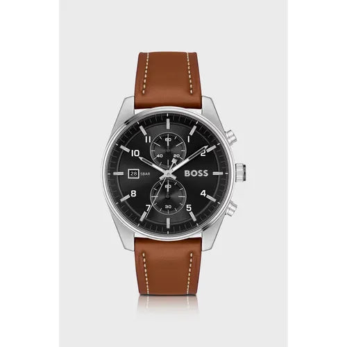 Hugo boss brown leather watch best sale